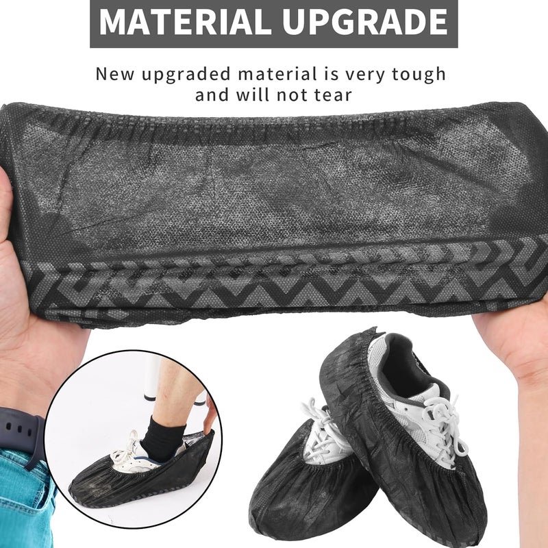 Frontline Shoe Covers Disposable Non-Slip 100 Pack, Premium Non-Woven Durable Booties Shoes Covers – Water Resistant Thick Anti-Slip - One Size Fits Most by (Black 50 Pack) - Image 2